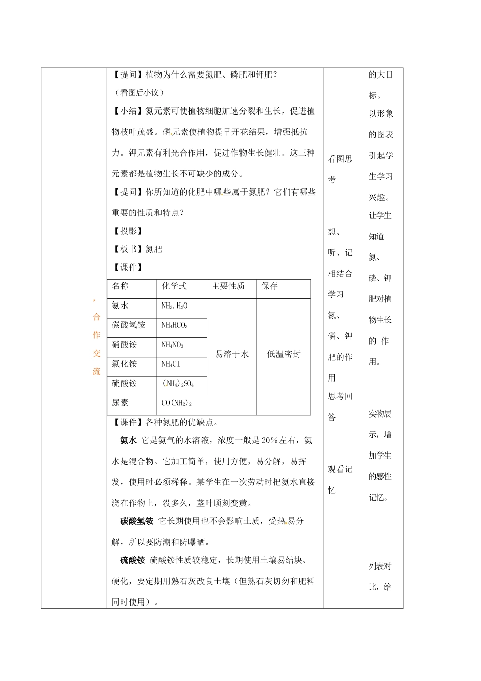 九年级化学 第九单元第三节 化学与农业生产教案 鲁教版_第2页