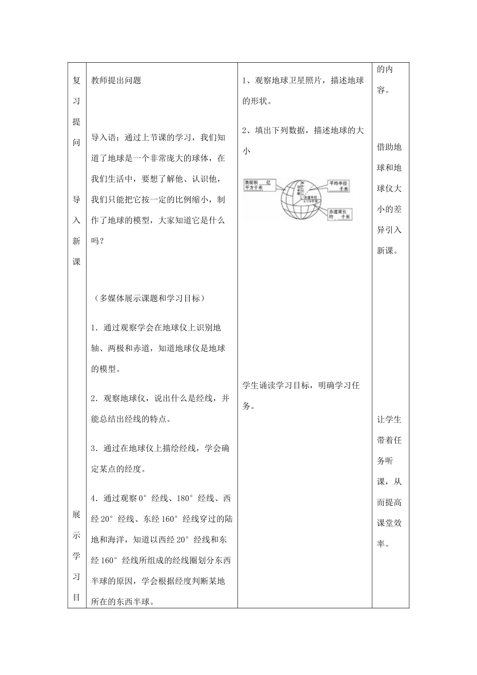 -七年级地理上册 第一章 第二节 地球仪和经纬网（第1课时）优秀教案 （新版）商务星球版-（新版）商务星球版初中七年级上册地理教案_第2页