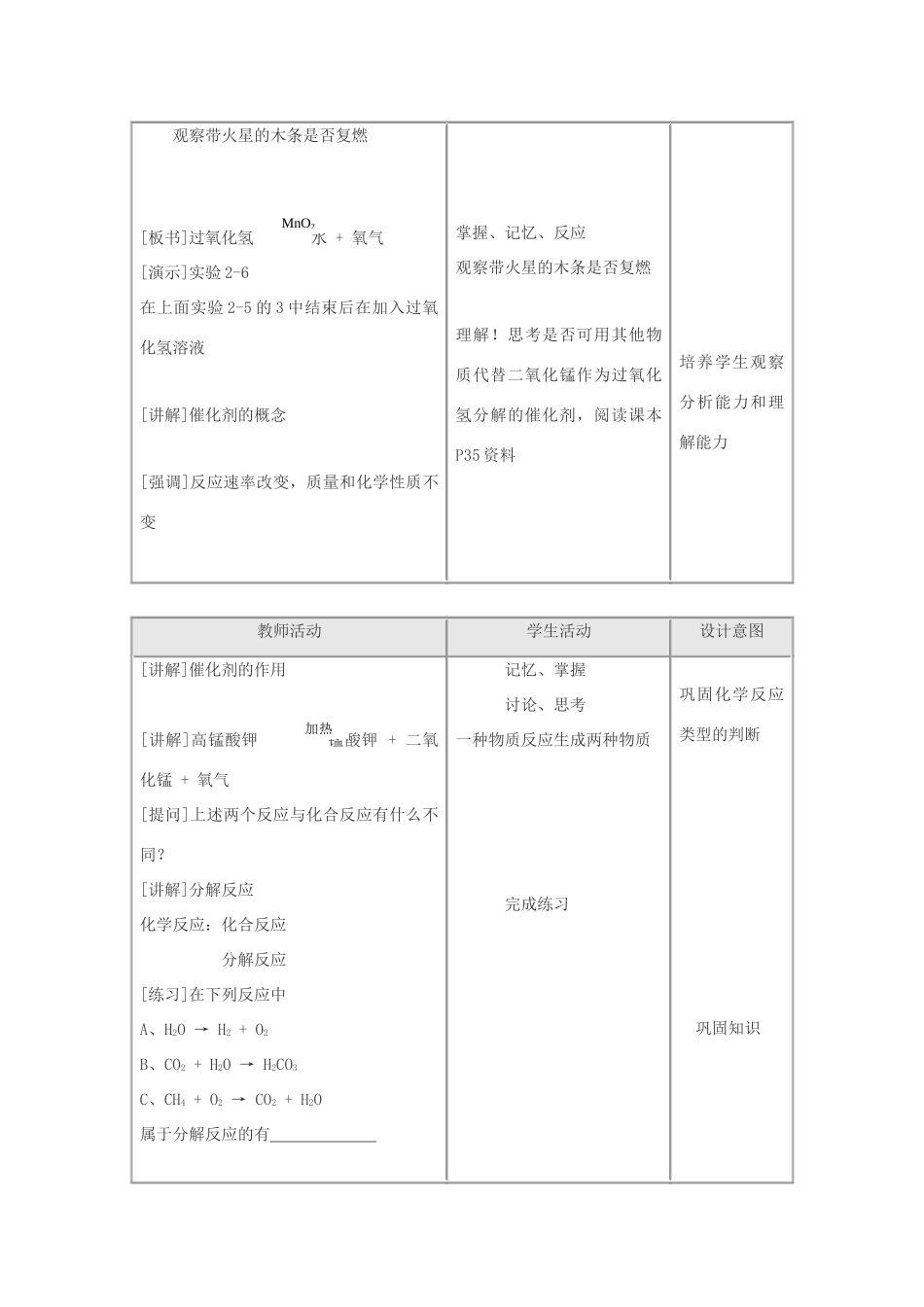 九年级化学 第二单元课题3 制取氧气教案（第一课时） 人教版_第2页