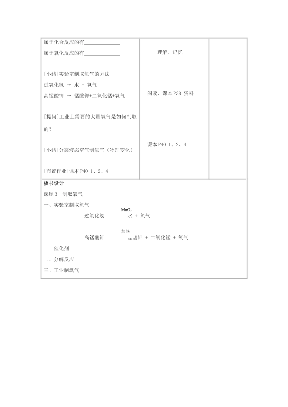 九年级化学 第二单元课题3 制取氧气教案（第一课时） 人教版_第3页