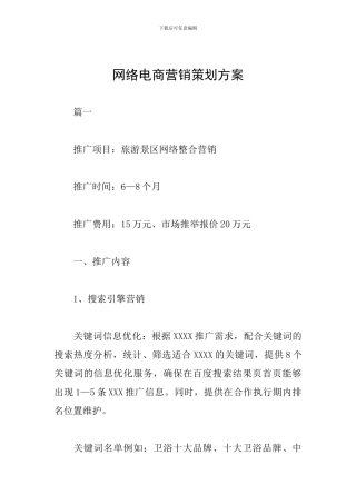 网络电商营销策划方案