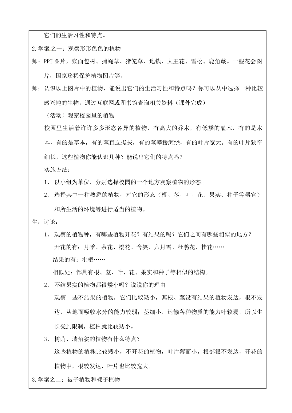 江苏省苏州市第二十六中学七年级生物 9.1《地面上的植物》教案_第2页