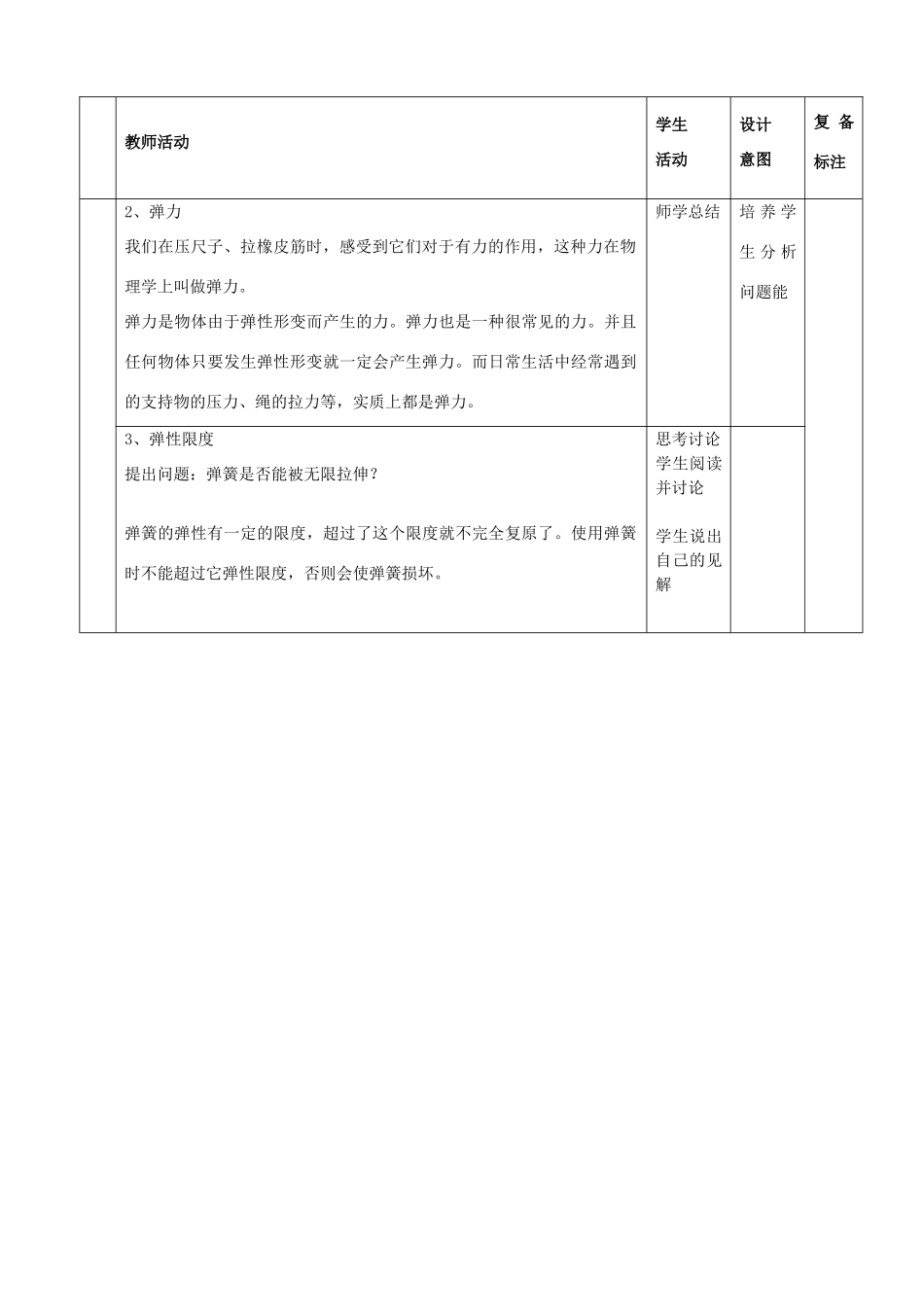 山东省邹平县实验中学2012-2013学年八年级物理下册 7.2《弹力》教案 （新版）新人教版_第2页