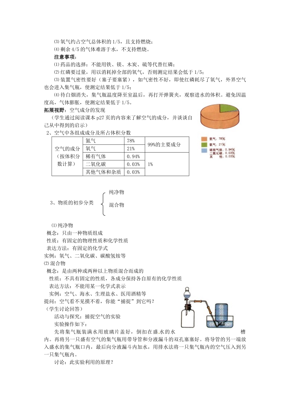 九年级化学 2.1 由多种物质组成的空气教案2 沪教版_第2页