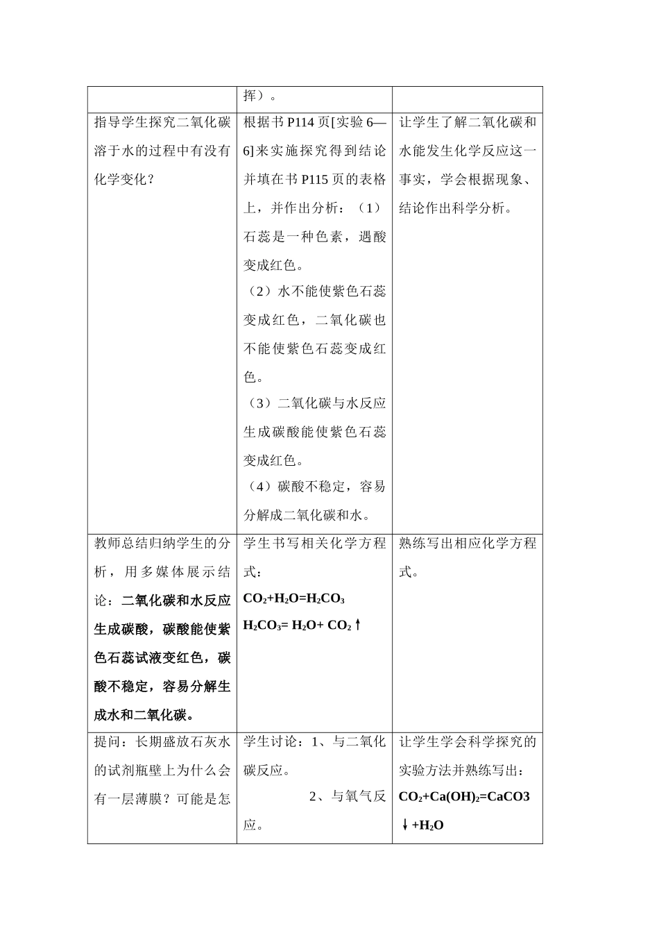 九年级化学上册 6.3二氧化碳和一氧化碳教案(3) 人教新课标版_第2页