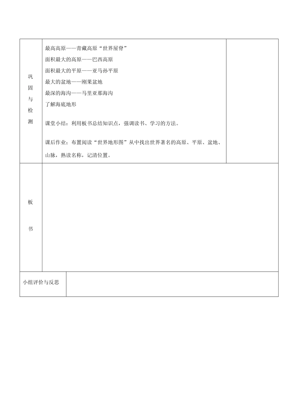 七年级地理上册 第二章 地球的面貌 第三节 世界的地形（第1课时）教案 湘教版_第3页