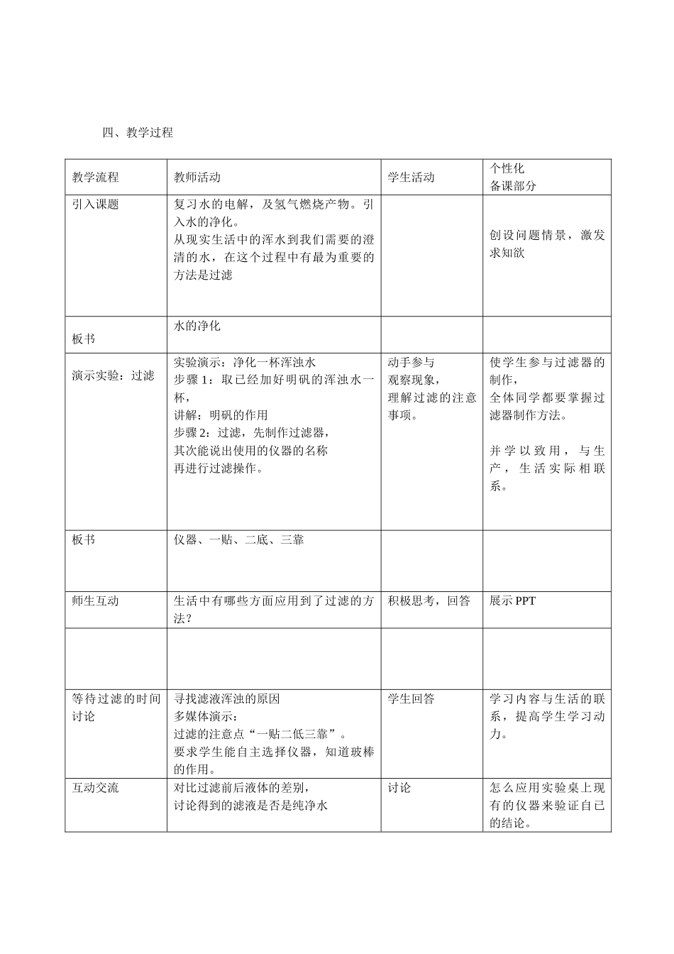 九年级化学上册 第二章 第三节 第二课时 水的净化教案 （新版）沪教版_第2页