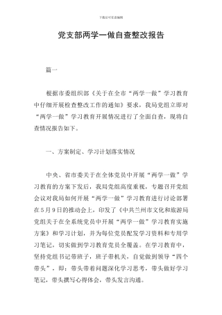 党支部两学一做自查整改报告