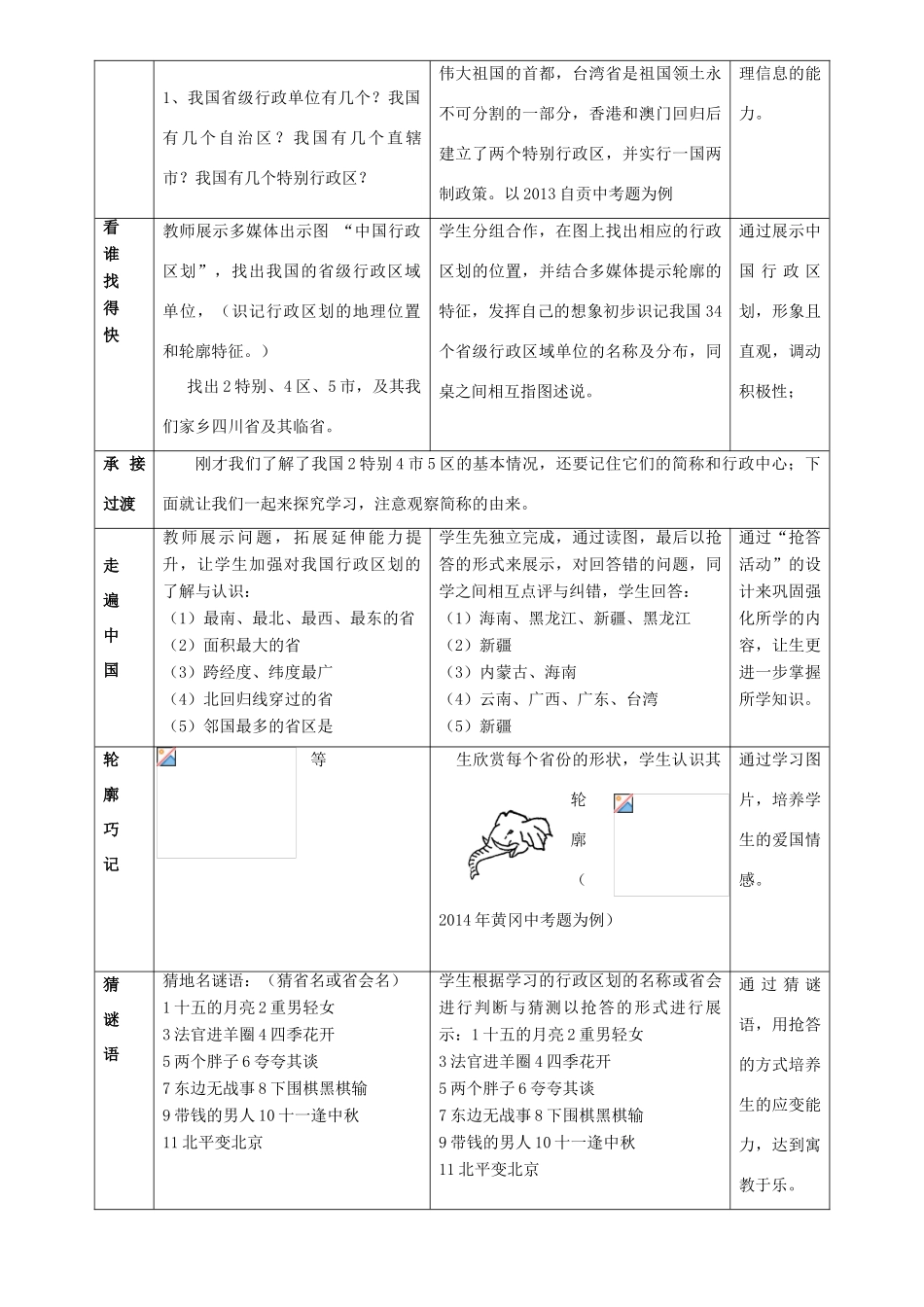 七年级地理上册 第2章 第一节 疆域和行政区划教学设计4 中图版-中图版初中七年级上册地理教案_第2页