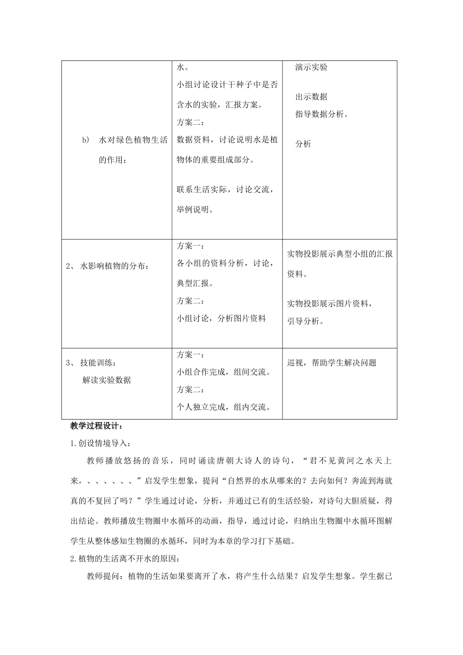 七年级生物3.3.1 绿色植物的生活需要水 教案3人教版_第2页