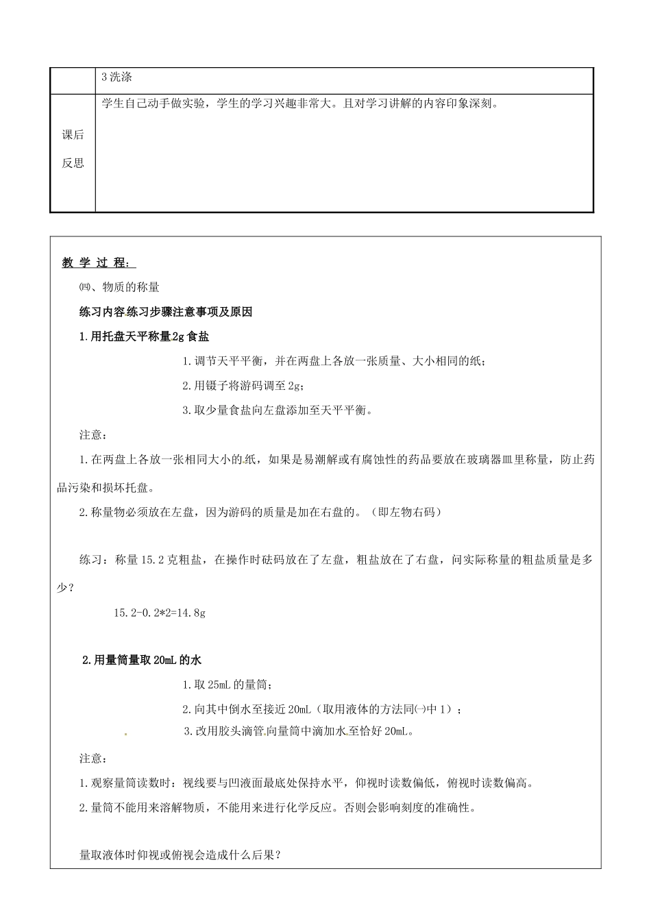 九年级化学 第一单元第三节 走进化学实验教案（第二课时）鲁教版_第2页