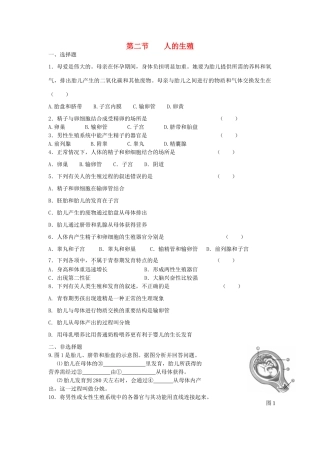 七年级生物下册 第4单元 第一章《人的由来》第二节《人的生殖》习题精选 （新版）新人教版