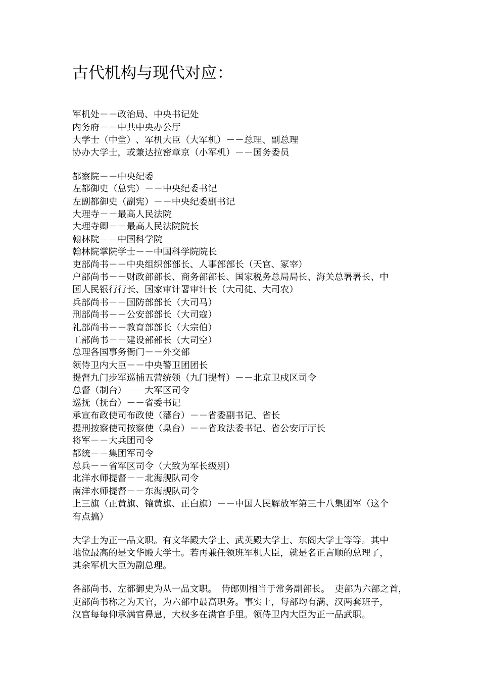 古代机构与现代对应_第1页