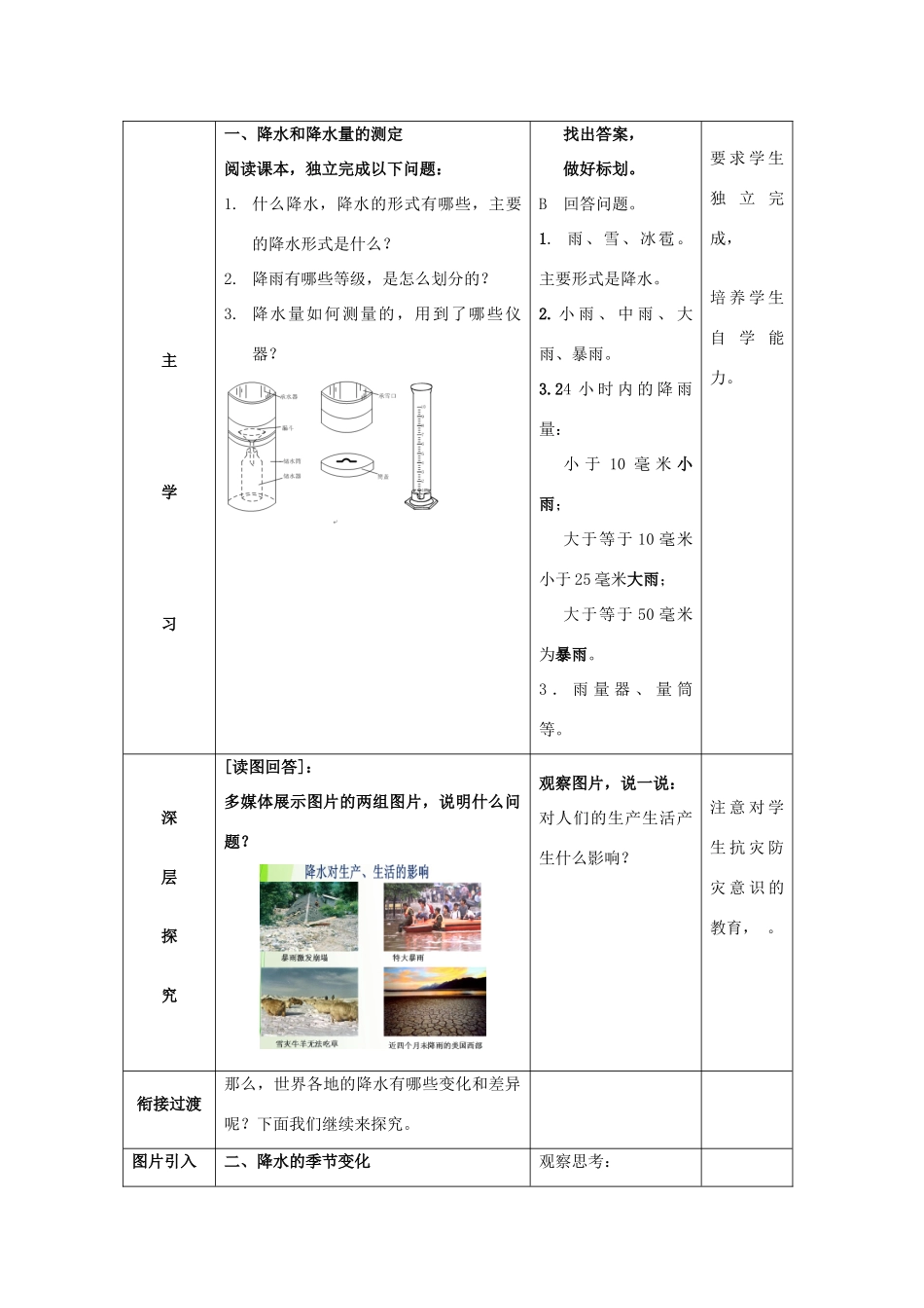 七年级地理上册《4.3降水的变化与差异》教案 （新版）商务星球版1-（新版）商务星球版初中七年级上册地理教案_第2页