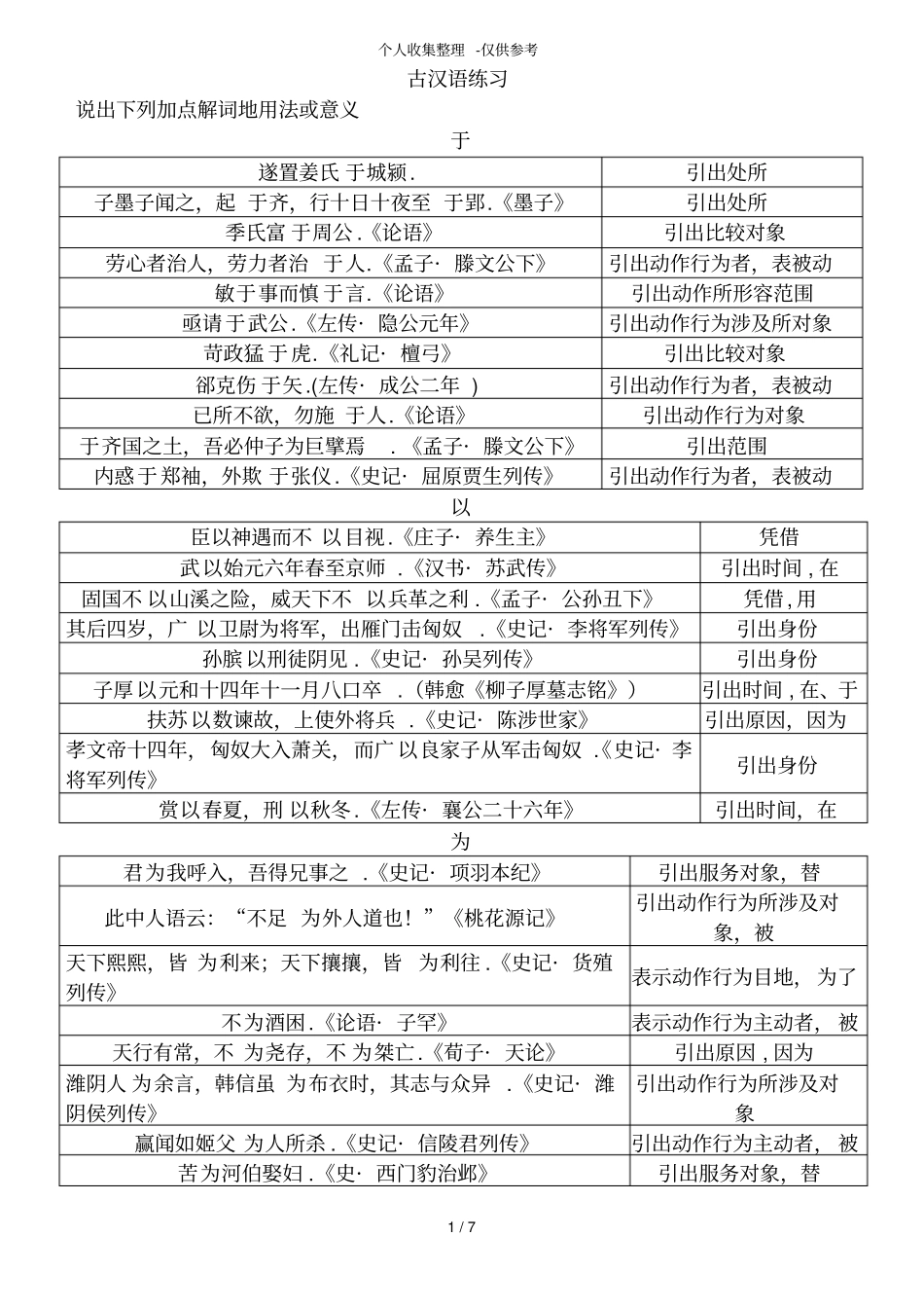 古代汉语练习测验题_第1页
