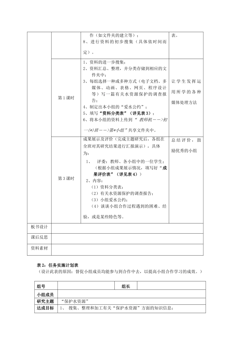 七年级信息技术上册 第19课《综合实践——保护水资源》（第三课时）教案_第2页