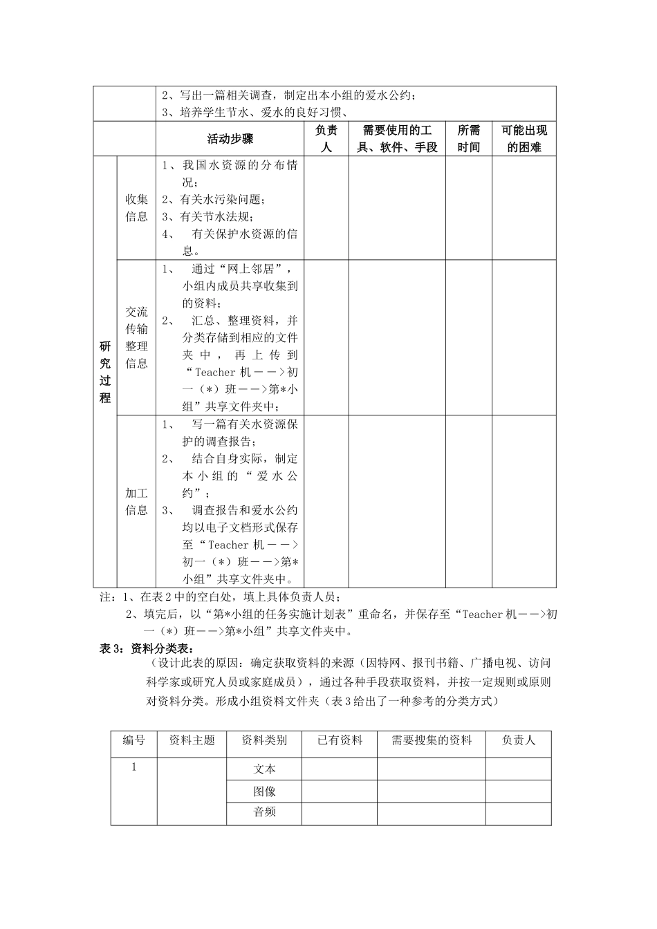 七年级信息技术上册 第19课《综合实践——保护水资源》（第三课时）教案_第3页