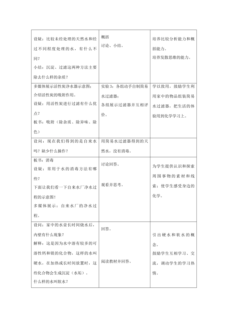 九年级化学上册 课题3水的净化教学设计2 新人教版_第3页