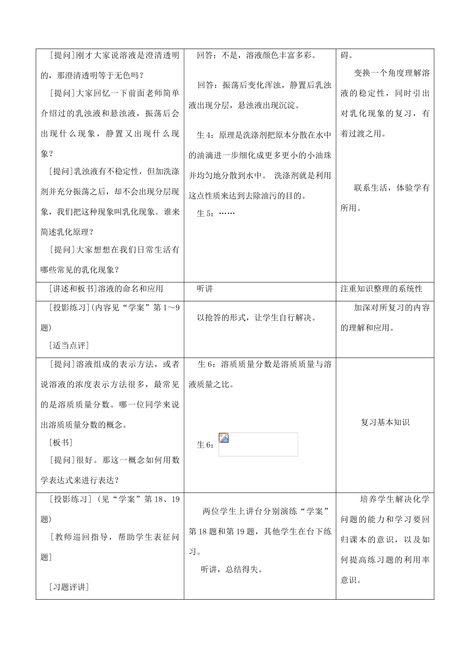 九年级化学 第九单元溶液复习教案（课时1） 人教新课标版_第3页