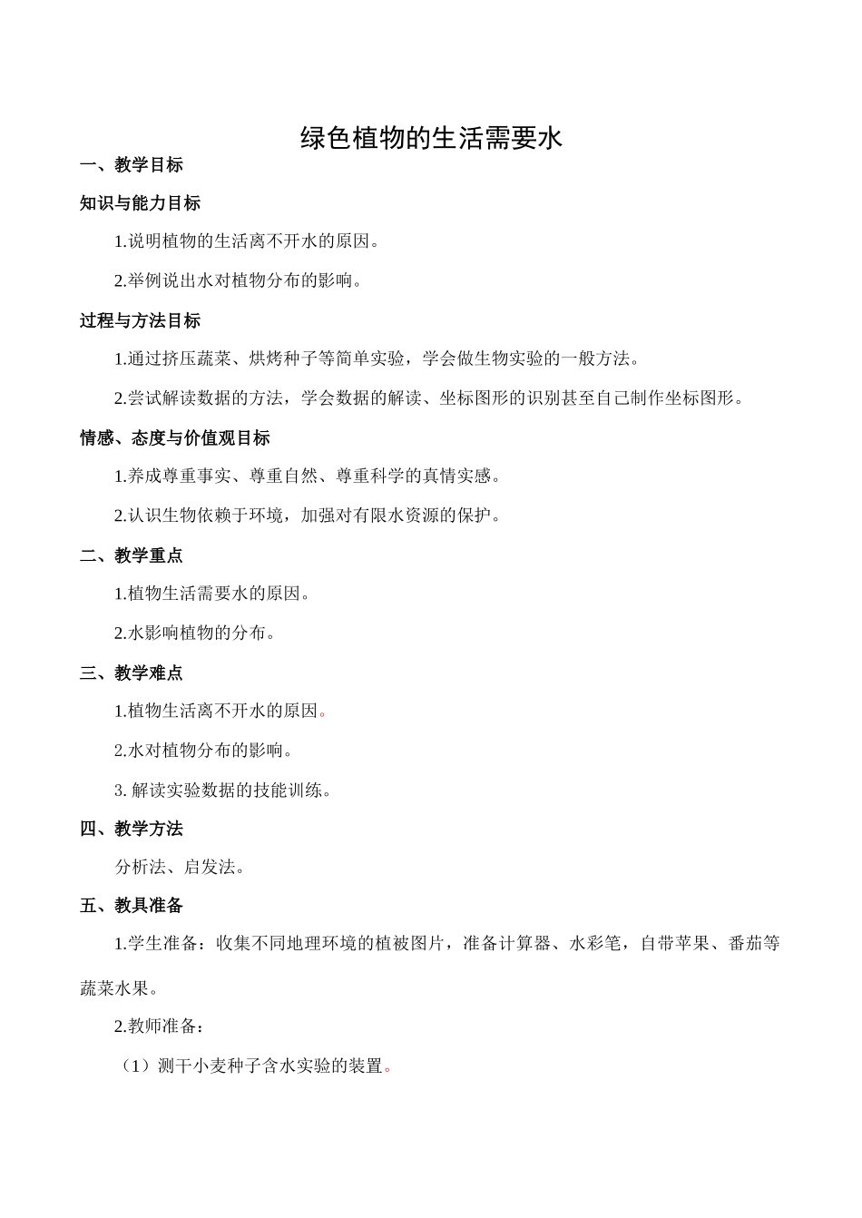 七年级生物绿色植物的生活需要水新人教版_第1页