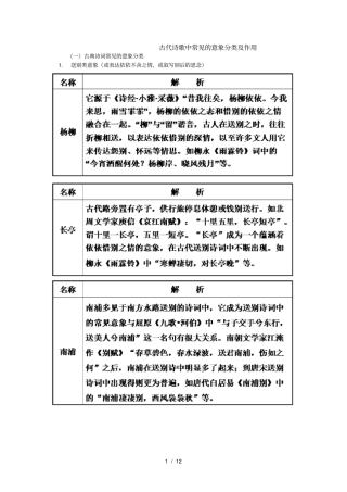 古代诗歌中常见意象分类及作用