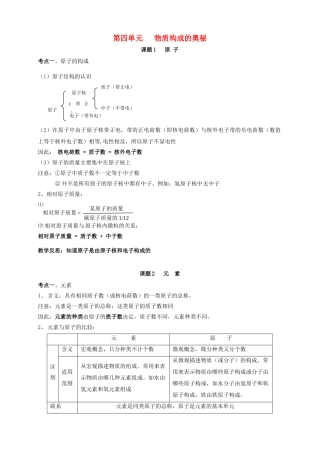 九年级化学上册 第三单元《物质构成的奥秘》单元考点知识总结教案 新人教版