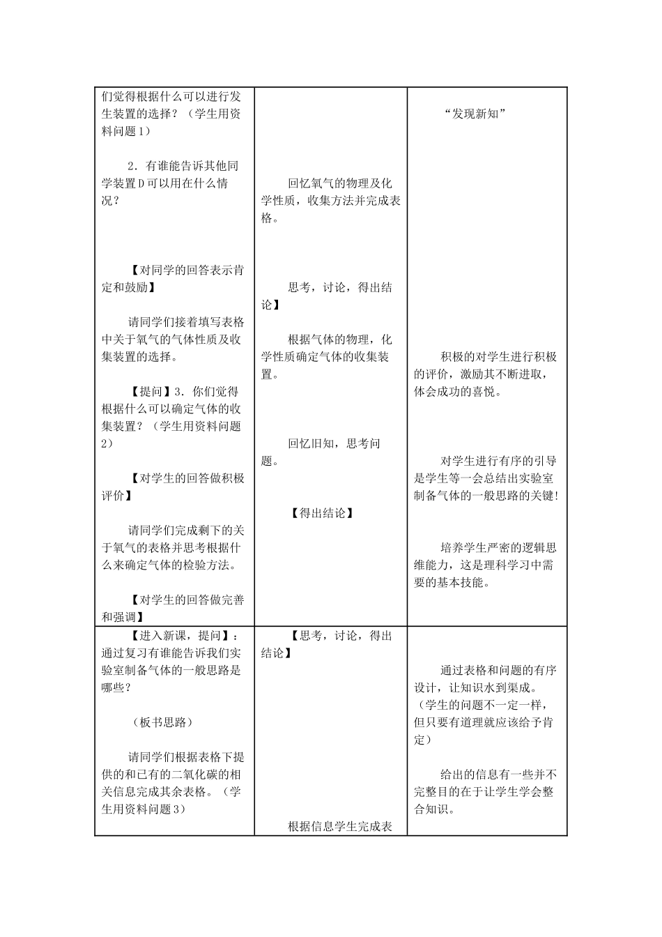 九年级化学上册 二氧化碳制取的研究（第1课时）教学设计 新人教版_第3页
