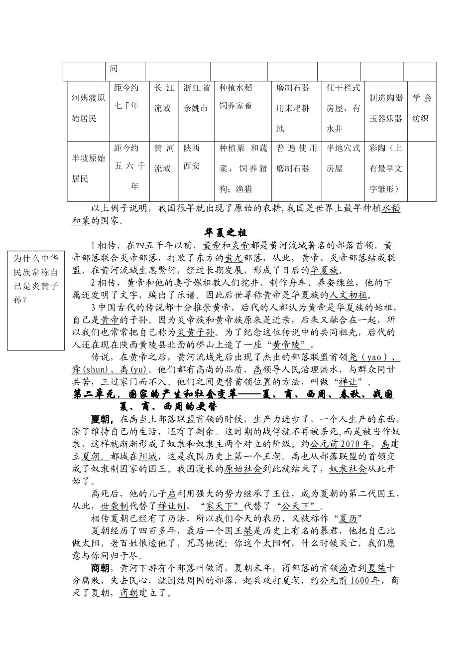 七年级历史上册 中华文明的起源教案 人教新课标版_第2页