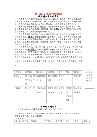 七年级历史上册 中华文明的起源教案 人教新课标版