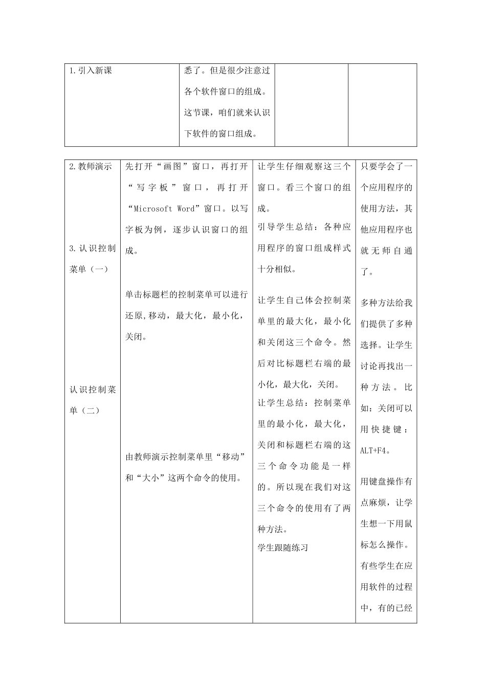 七年级信息技术上册 第六课 认识Windows Xp窗口（一）教案_第2页