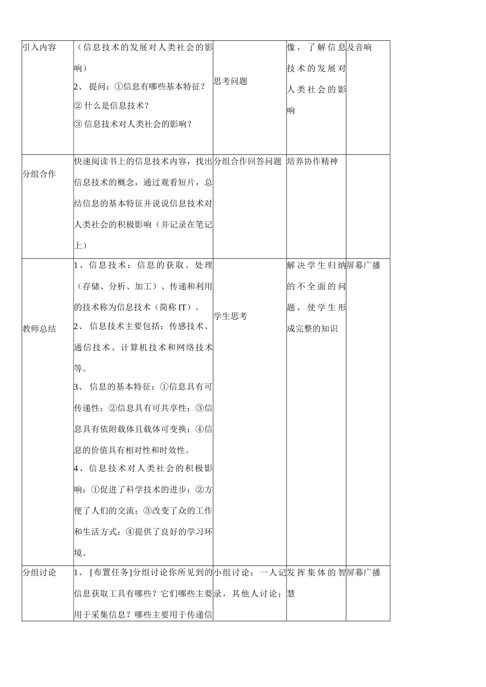 七年级信息技术上册 第一课 信息社会教案_第3页
