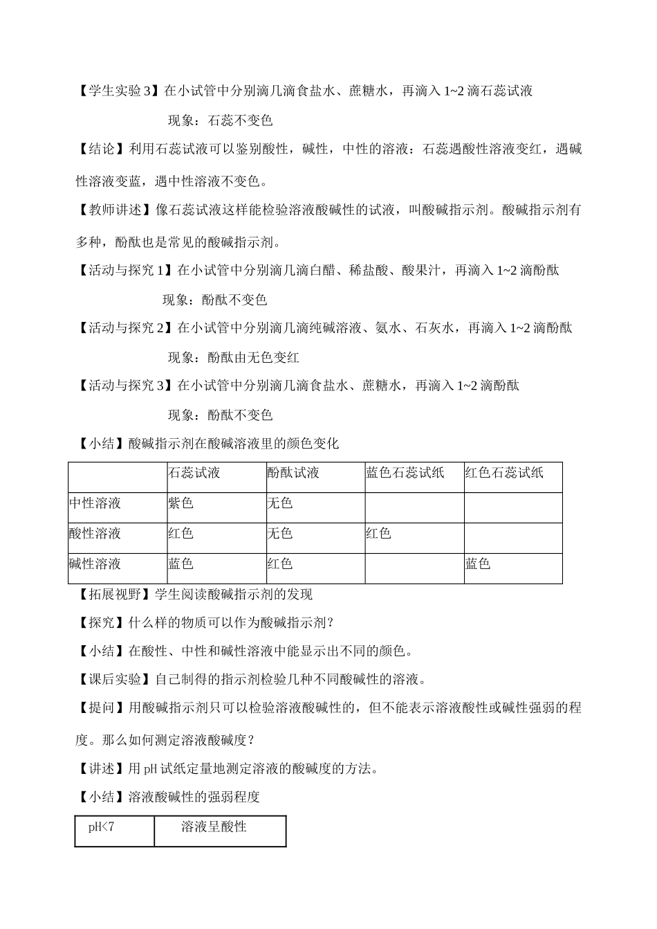 九年级化学 溶液的酸碱性 教案人教版_第2页