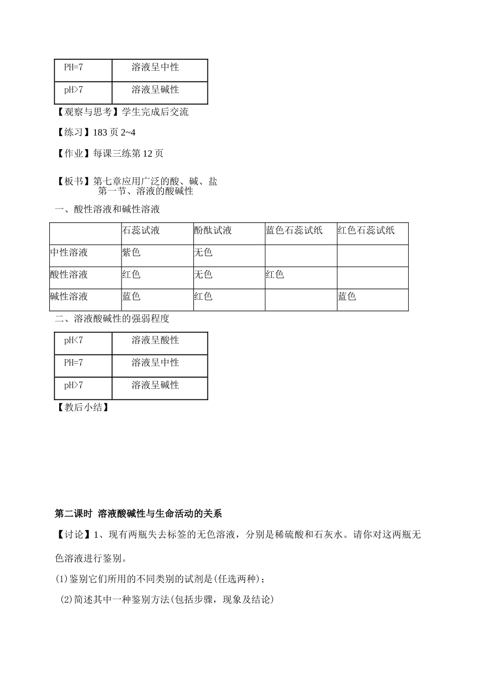 九年级化学 溶液的酸碱性 教案人教版_第3页