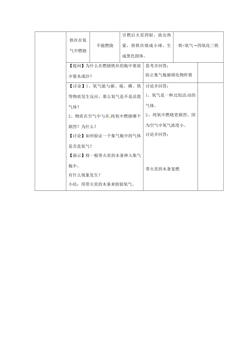 九年级化学 2.2 性质活泼的氧气教案1 沪教版_第3页