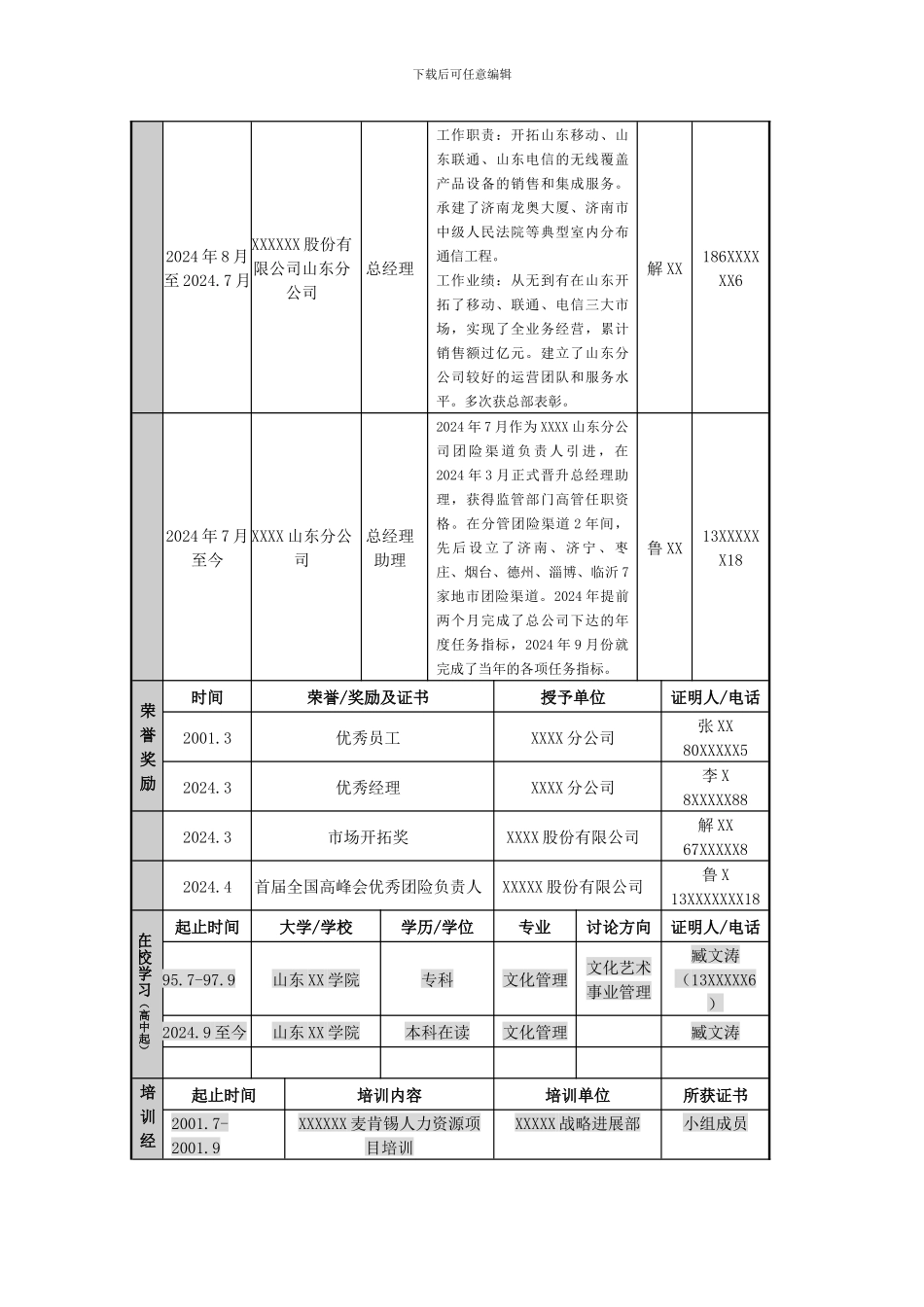 有工作经验应聘简历模版_第3页