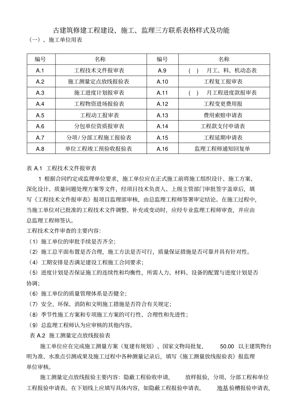 古建筑修建工程建设施工监理表格样式35_第1页