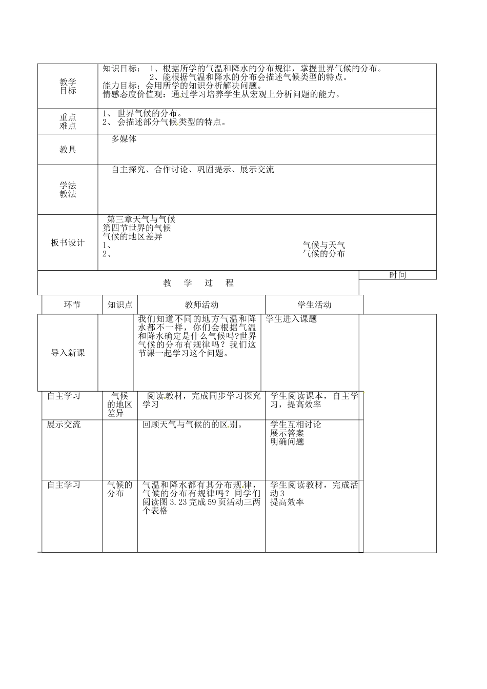 山东省临沭县第三初级中学2012年秋七年级地理上册《3.4世界的气候》教案一 新人教版_第2页