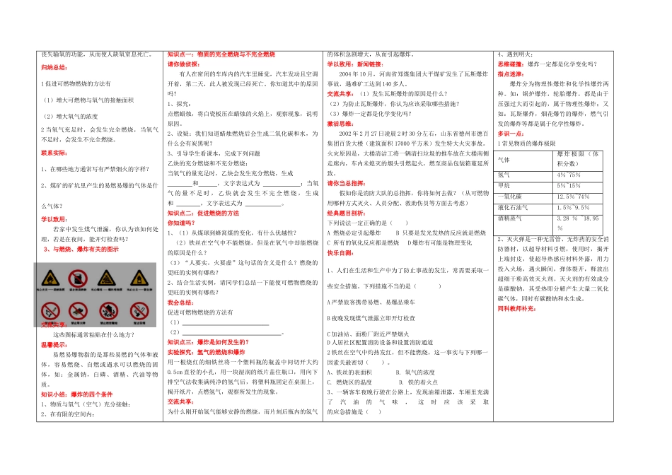 山东省茌平县杜郎口中学2010年九年级化学 第四单元第一节 燃烧与灭火（第二课时）教案 鲁教版_第2页