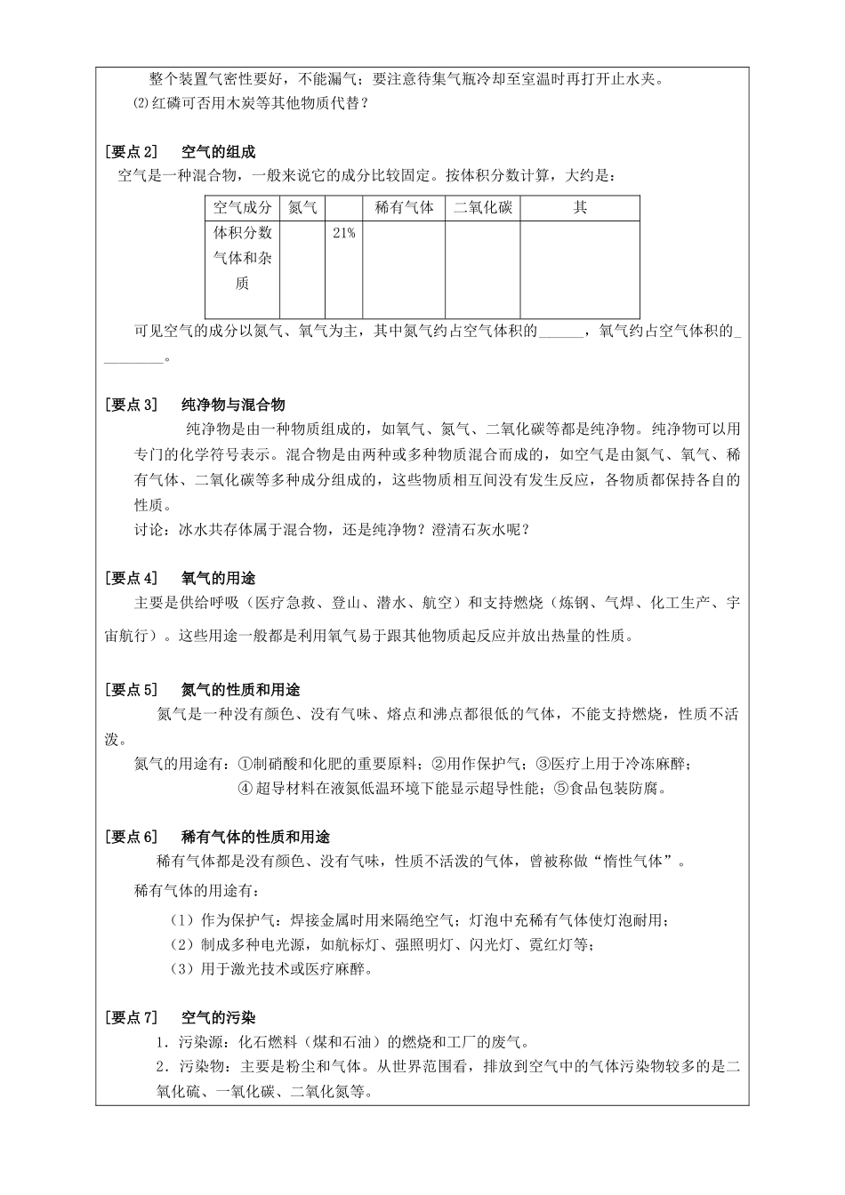 九年级化学上册 第二单元 我们周围的空气教案 （新版）新人教版_第2页