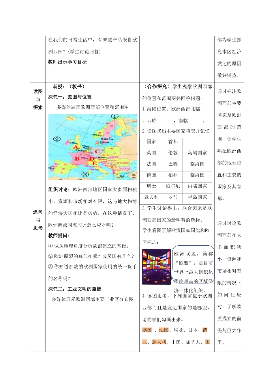 七年级地理下册 第八章 第二节 欧洲西部教学设计 新人教版-新人教版初中七年级下册地理教案_第2页