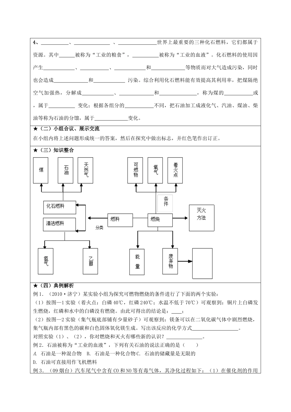 山东省郯城三中2012年秋九年级化学上册《燃料及其利用》教案1 新人教版_第2页