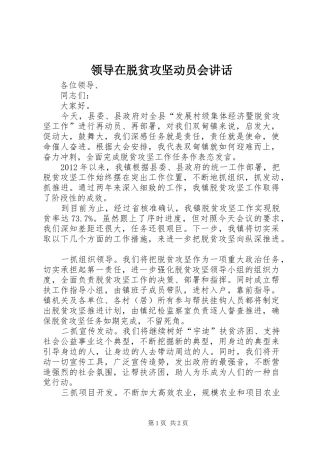 领导在脱贫攻坚动员会讲话发言
