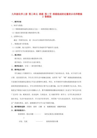 九年级化学上册 第三单元 溶液 第二节 溶液组成的定量表示名师教案2 鲁教版