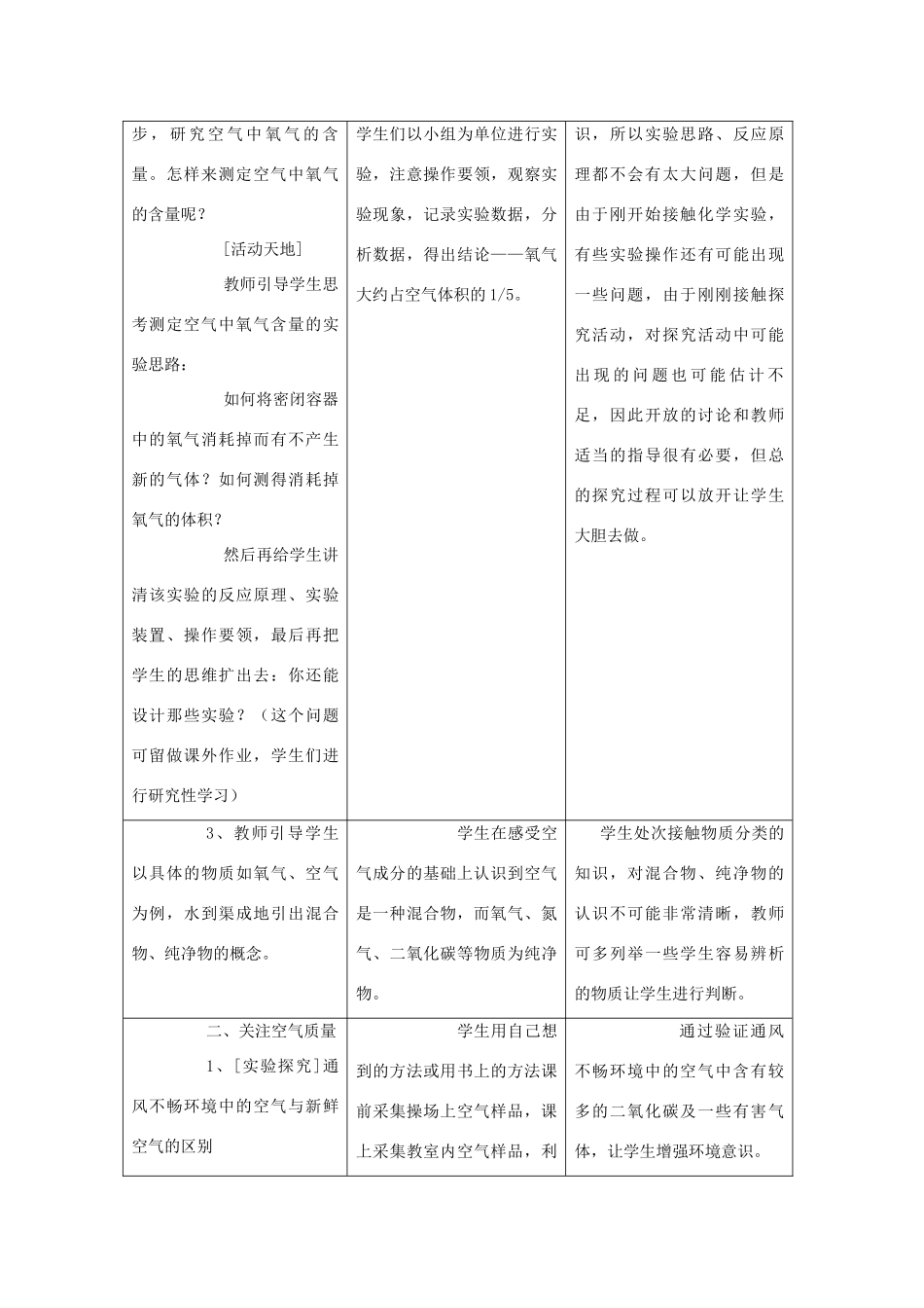 九年级化学全册 第一节  空气的成分教案 （2012新版）鲁教版_第3页
