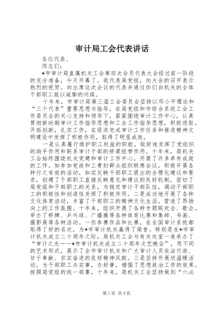 审计局工会代表讲话发言