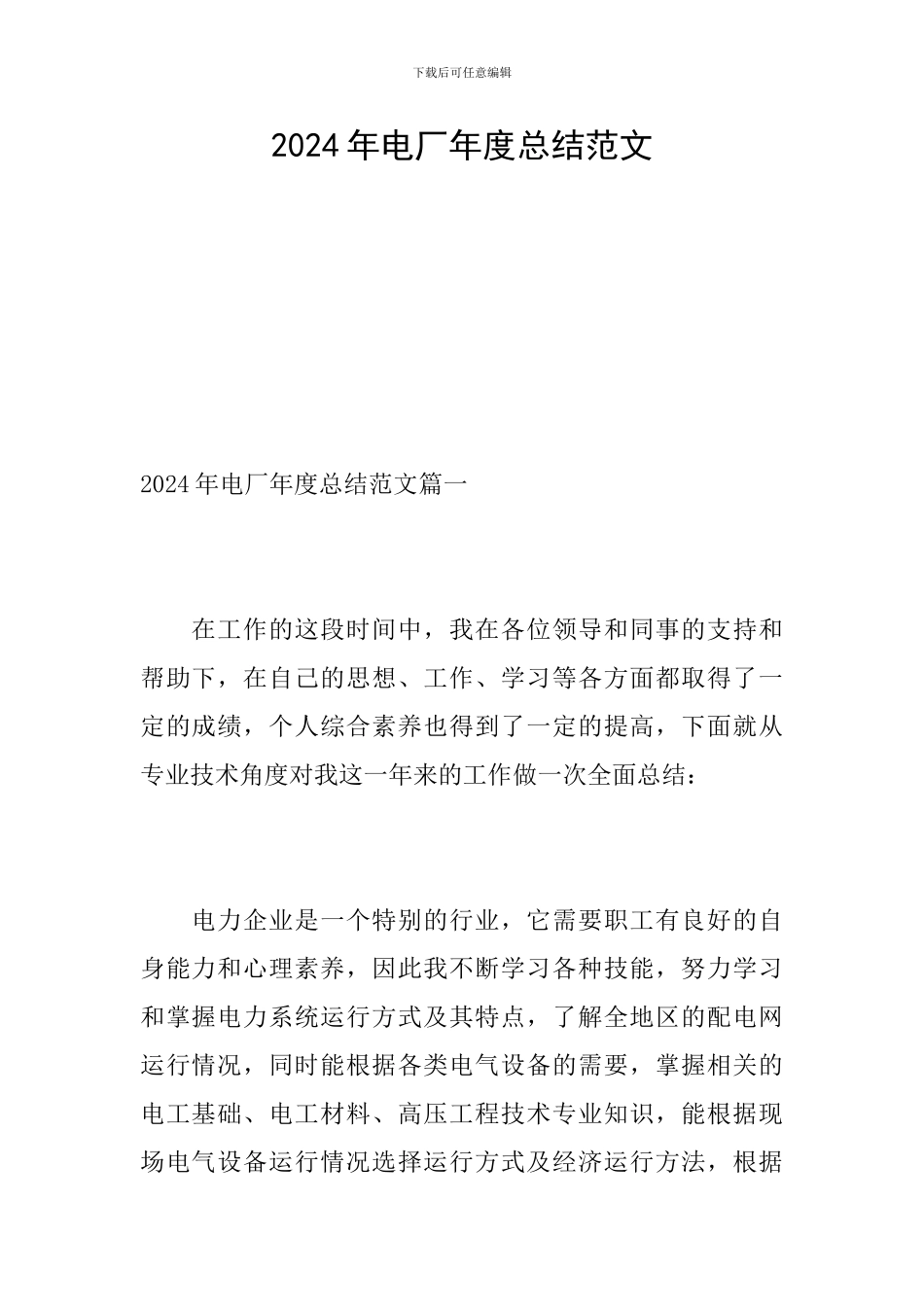 2024年电厂年度总结范文_第1页