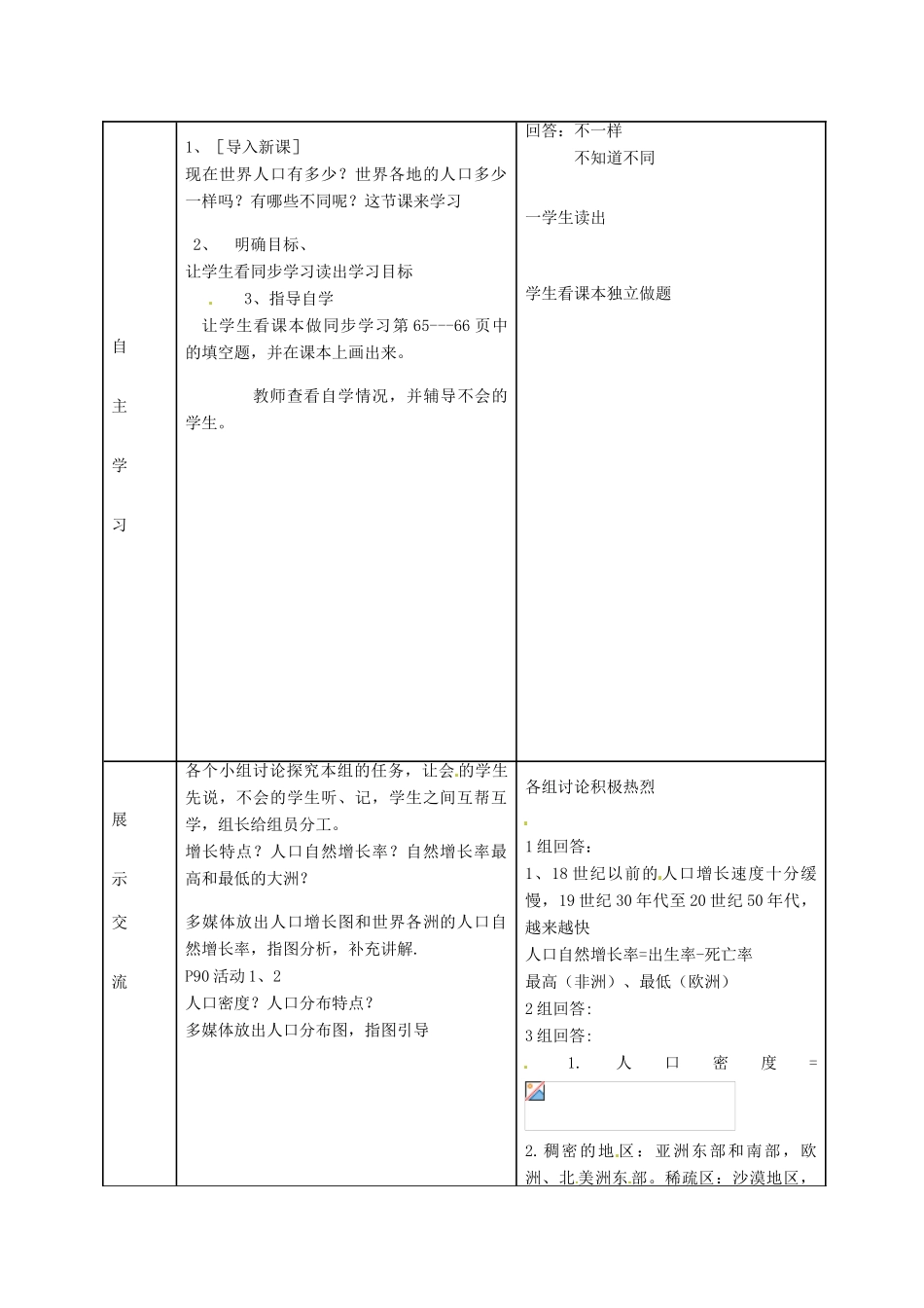 七年级地理上册 第五章 第一节 世界的人口教案 （新版）商务星球版-（新版）商务星球版初中七年级上册地理教案_第3页
