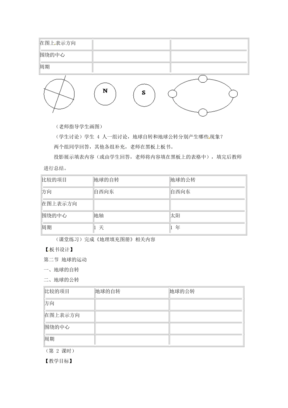 七年级地理上册 1.2 地球的运动教案 （新版）新人教版_第2页