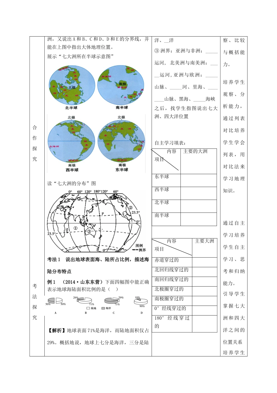 七年级地理上册 海洋与陆地、世界的居民复习教案 （新版）商务星球版-（新版）商务星球版初中七年级上册地理教案_第2页