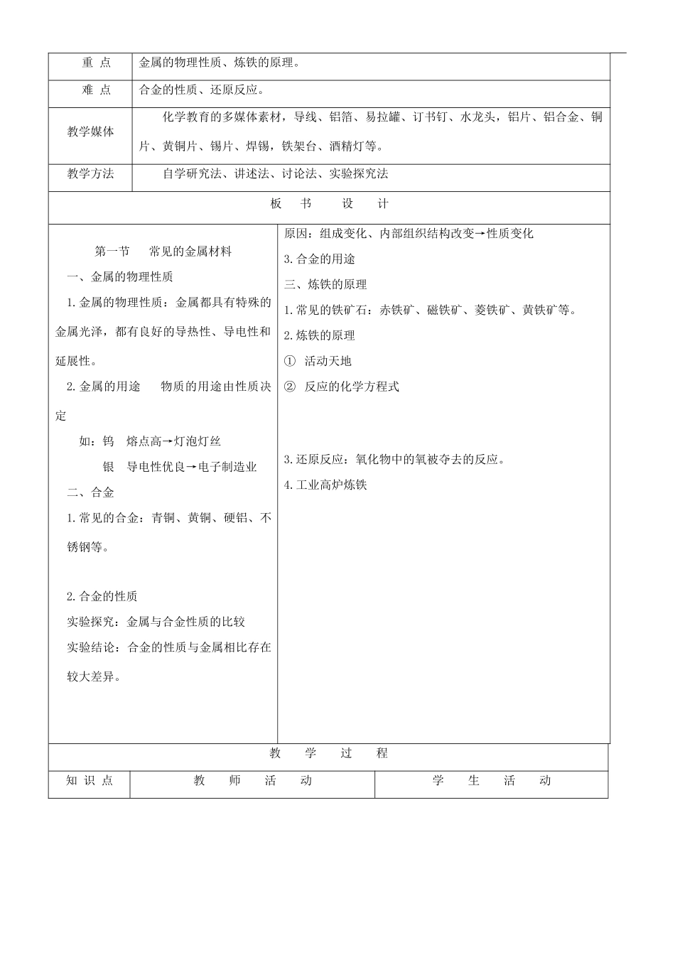 九年级化学 第七章 金属教案鲁教版_第3页